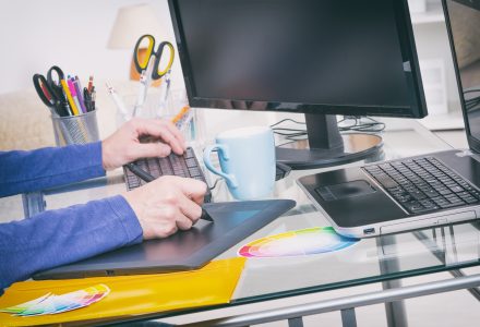 Designer using graphics tablet in the office